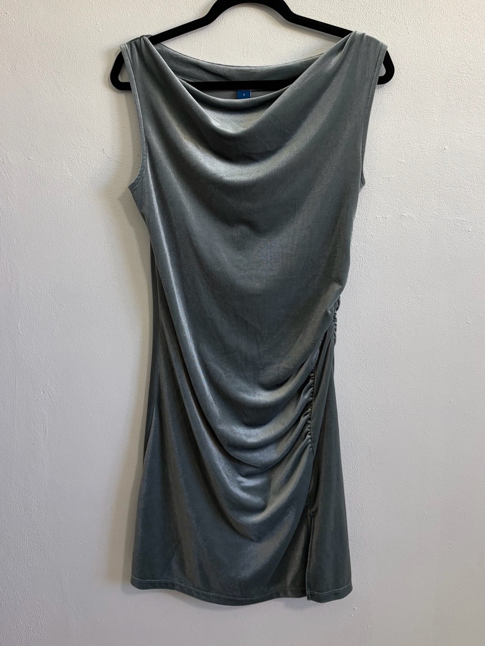 Old Navy Silver Velvet Ruched Mini Dress Sleeveless Cowl Neck – Size S